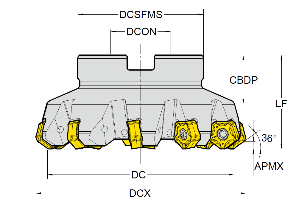 Корпус фрезы со сменными пластинами F36-PNMU12-D63Z6S22 насадной