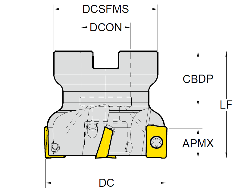 Корпус фрезы для сменных пластин Universal line-YGF90-AP16-D80-S27-Z7-C / APMT16 насадной